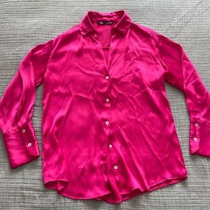 Hot pink satin blouse